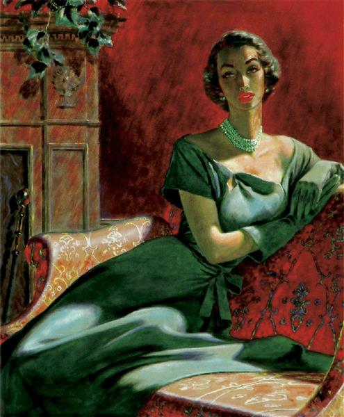 نقاشی زنی با لباس سبز اثر ادوین جورجی