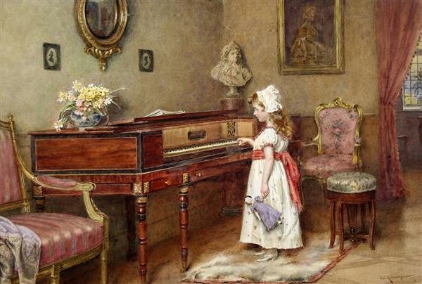 تمرین پیانو نقاشی اثر جورج گودوین کیلبرن