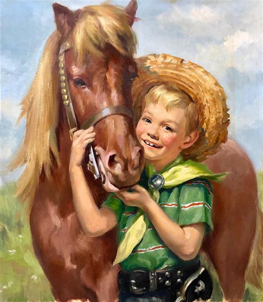 نقاشی پسری با اسب اثر آریان بیژنوکس