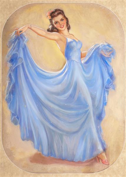 نقاشی دختری با لباس آبی از ژول اربیت