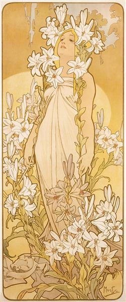 زنبق چهار گل اثر آلفونس موشا نقاشی 