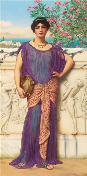 دختر تنبور زن اثر جان ویلیام گادوارد نقاشی 