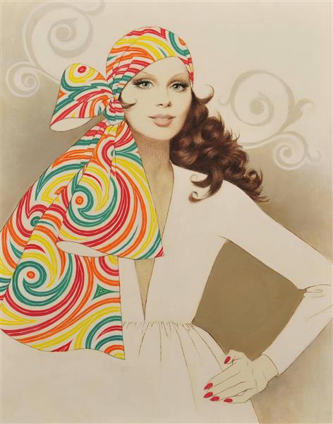نقاشی زن زیبا با روسری اثر آرتور سارون سارنوف
