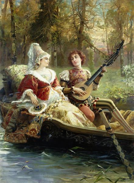نقاشی یک موسیقی سرناد عاشقانه از سزار آگوستینو دتی