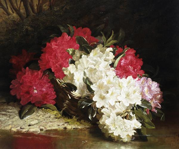 گل های آزالیا اثر جان فیتز مارشال نقاشی 