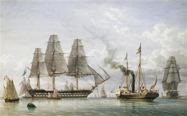 ملکه ویکتوریا در قایق تفریحی سلطنتی اثر ویلیام جوی نقاشی 