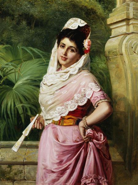 نقاشی یک زن زیبای اسپانیایی اثر جان بورگس