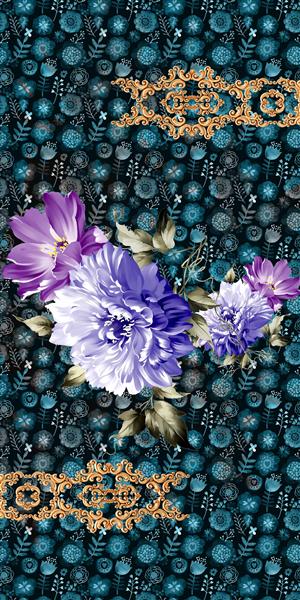 باراک سلطنتی روی پرده سبز آبی با گل های زیبا