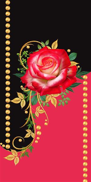 پرده قرمز و مشکی با گل درشت زیبا