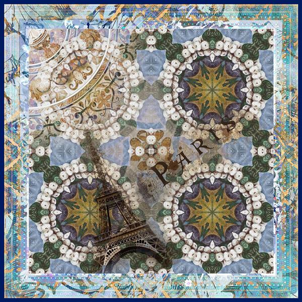 روسری ایرانی مدرن پاریس با رنگ آبی ملایم