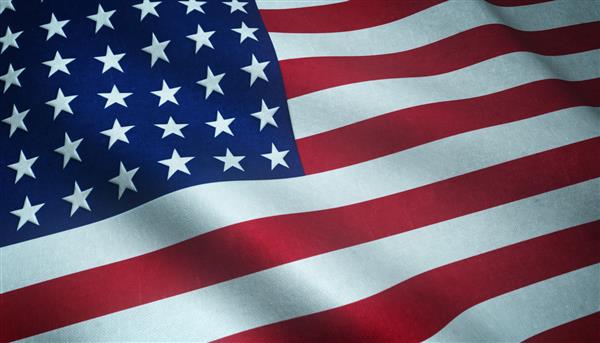 عکس نزدیک از پرچم اهتزاز ایالات متحده آمریکا با بافت های جالب