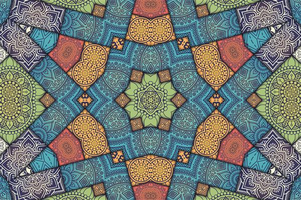 الگوی کاشی ماندالا الگوی گل تصویر هندسی کاشی های نقاشی شده الگوی عربی به سبک مراکشی
