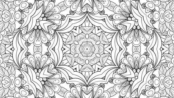 الگوی سیاه و سفید رنگ آمیزی گل و برگ گیاه کاغذ پس زمینه هندسی زیبا