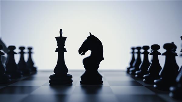 تقابل اسب و پروار شدن شطرنج رندر و تصویرسازی سه بعدی