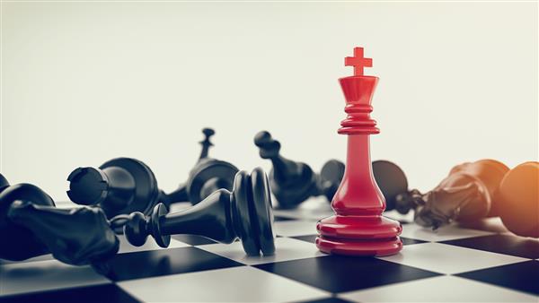 قرمز در وسط مشکی شطرنج شطرنج پاییز رندر و تصویرسازی سه بعدی