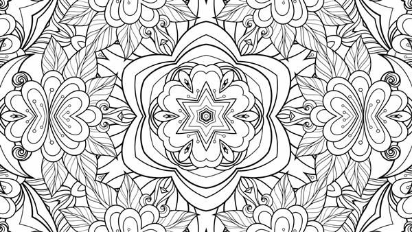 الگوی سیاه و سفید رنگ آمیزی گل و برگ کتاب رنگ آمیزی گیاه کاغذی پس زمینه هندسی زیبا