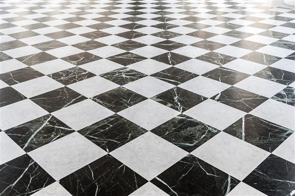 کف مرمر شطرنجی سیاه و سفید