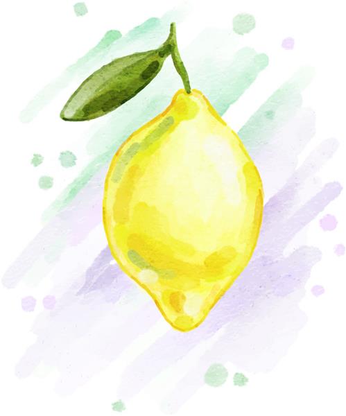 چاپ لیموی روشن زرد با آبرنگ نقاشی شده است