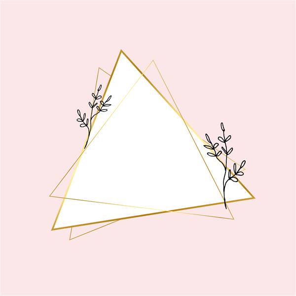 قاب مثلث طلایی با طراحی گل ساده