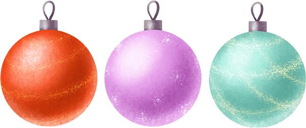 مجموعه ای از توپ های کریسمس با رنگ روشن