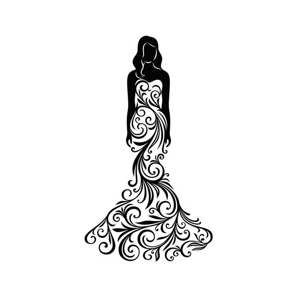 زینتی سیلوئت زن در لباس برای تزیین عروسی