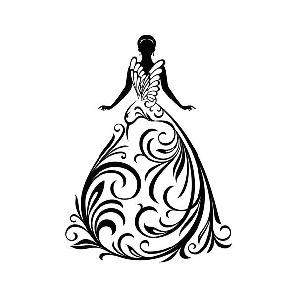 زینتی سیلوئت زن در لباس برای تزیین عروسی