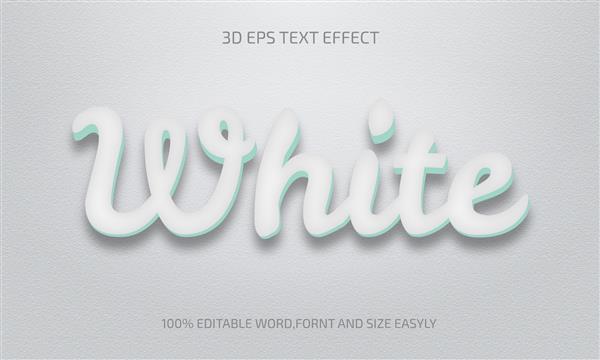 سبک افکت متن سه بعدی سفید قابل ویرایش