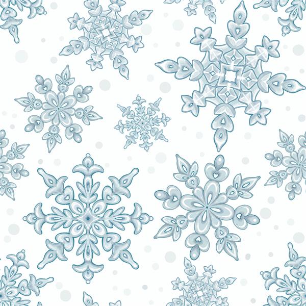 الگوی دانه های برف آبی طراحی شده با دست