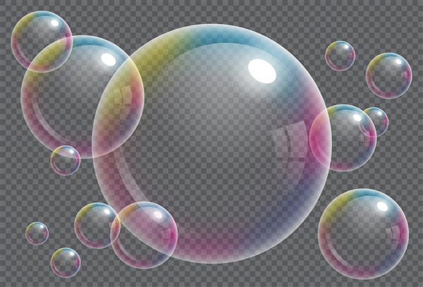 حباب های صابون شفاف با انعکاس رنگین کمان