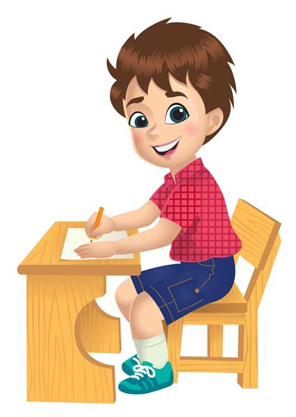 پسری که روی میز درس می خواند