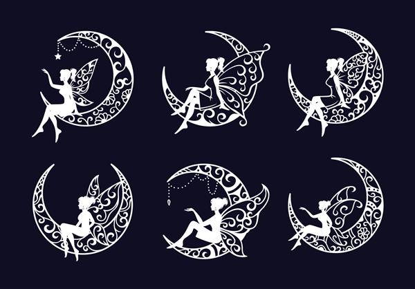 مجموعه تصویرسازی فایل برش پری و هلال ماه
