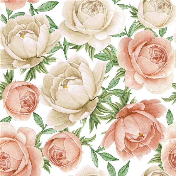 گل گل صد تومانی گل رز سفید و عتیقه با الگوی بدون درز