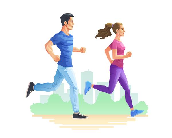 یک مرد و یک زن در حال دویدن