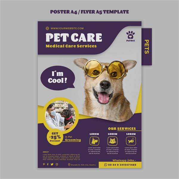 قالب پوستر مراقبت از حیوانات خانگی