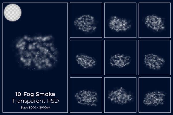 مجموعه اشکال شفاف دود مه مختلف