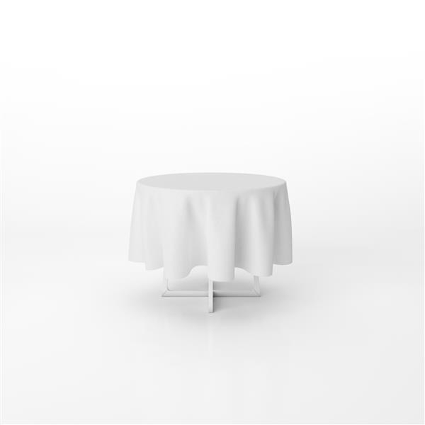 ماکت میز ناهارخوری گرد با پارچه سفید