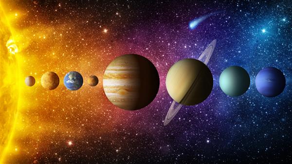 سیاره منظومه شمسی دنباله دار خورشید و ستاره عناصر این تصویر توسط ناسا ارائه شده است خورشید جیوه زهره سیاره زمین مریخ مشتری زحل اورانوس نپتون پیشینه علم و آموزش