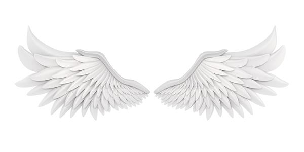 بال های فرشته سفید جدا شده رندر سه بعدی