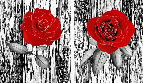 مجموعه نقاشی های رنگ روغن طراحان دکوراسیون داخلی هنر انتزاعی مدرن روی بوم مجموعه نقاشی با گل رز قرمز