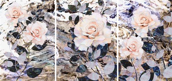 مجموعه ای از نقاشی های رنگ روغن طراحان دکوراسیون داخلی هنر انتزاعی مدرن روی بوم مجموعه ای از الگوها با بافت ها و رنگ های مختلف گل رز