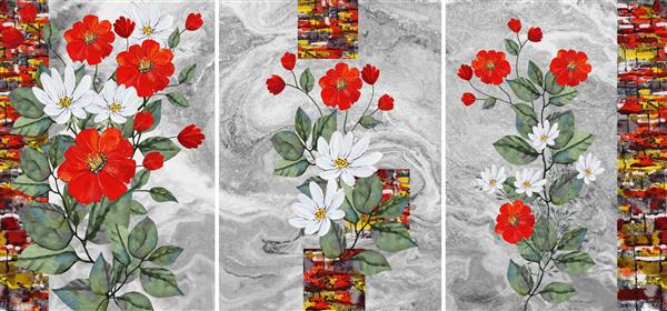 مجموعه ای از نقاشی های رنگ روغن طراحان دکوراسیون داخلی هنر انتزاعی مدرن روی بوم مجموعه ای از الگوها با بافت ها و رنگ های مختلف گل قرمز