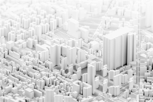 مگا شهر تکنو مفاهیم فناوری شهری و آینده نگر رندر سه بعدی اصلی