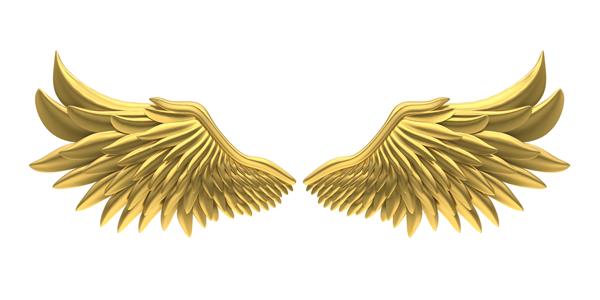 بال های فرشته طلایی جدا شده رندر سه بعدی