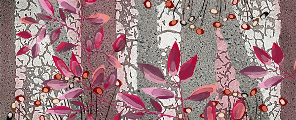 مجموعه نقاشی های رنگ روغن طراحان دکوراسیون داخلی هنر انتزاعی مدرن روی بوم مجموعه ای از نقاشی با برگ های قرمز