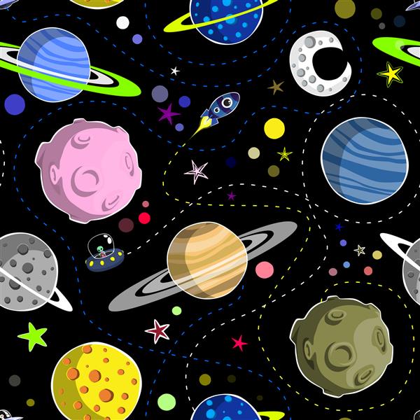 الگوی کارتونی یوفو جهان های ستاره فضایی بدون درز
