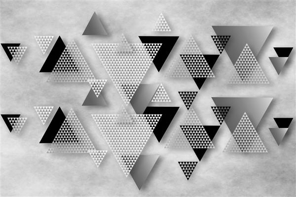 کاغذ دیواری انتزاعی مثلث خاکستری برای دکوراسیون داخلی خانه
