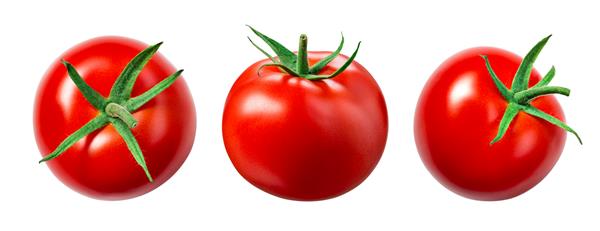 ایزوله گوجه فرنگی گوجه فرنگی در زمینه سفید نمای بالا گوجه فرنگی نمای جانبی