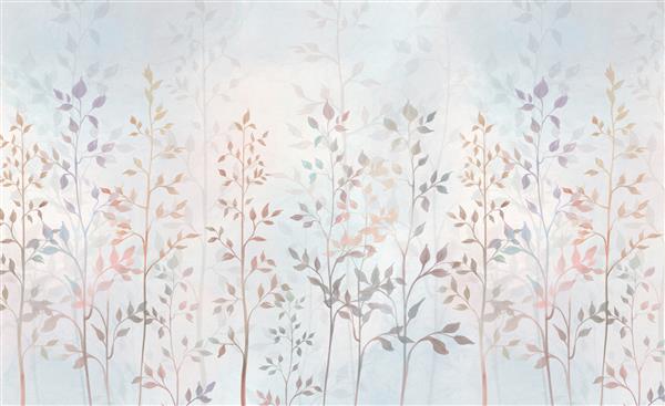 چمن مزرعه آبرنگ گیاهانی که با دست کشیده شده اند برای چاپ داخلی هنر دیواری