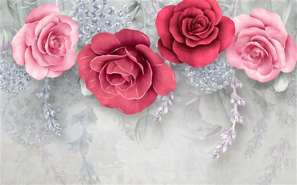 تصویر سه بعدی پس زمینه گل مدرن نقاشی دیجیتال هنر انتزاعی مجلل برای کاغذ دیواری و عروسی