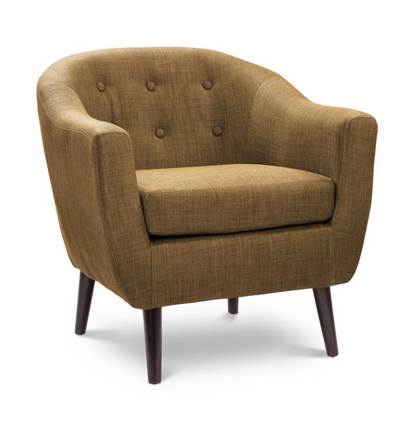 صندلی راحتی قهوه ای اخرایی زرد تیره صندلی طراح مدرن در زمینه سفید صندلی نساجی